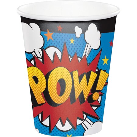 Omg 8 oz Superhero Slogans Cup- 96PK OM3524117